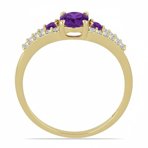 Three Stone Amethyst Luxury <b>Split</b> Shank Fine Jewelry <b>Rings</b> With Lab Grown Diamonds <b>Ring</b> 18k Gold Engagement <b>Ring</b> For Women - Product Image 4