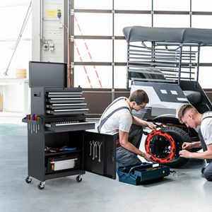 Detachable Top Rolling Tool Chest 5-Drawer <b>Storage</b> Cabinet with Universal <b>Lockable</b> Wheels Adjustable Shelves Tool <b>Box</b> Liner - Product Image 1