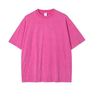 เสื้อยืดผู้ชาย OEM ODM สกรีนโลโก้ เสื้อยืดฟอกสี 100% ผ้าฝ้าย เสื้อยืดยูนิเซ็กส์ ทรงโอเวอร์ไซส์ เสื้อยืดวินเทจฟอกหิน เสื้อยืดผู้ชาย - Product Image 2