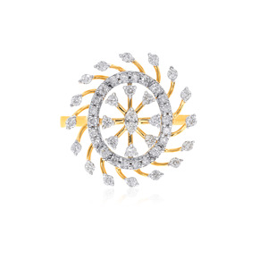 Anillo de Halo Floral con Diamantes Redondos y Marquise en Oro Amarillo de 18K Premium para Mujer, Joyería Fina de Lujo, Fabricante OEM ODM - Product Image 3