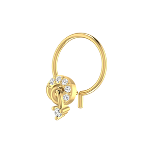 AJRETAIL Women's Classic Arrow 14K Gold Round Brilliant Cut 0.03ct <b>Nose</b> Pin - Product Image 4