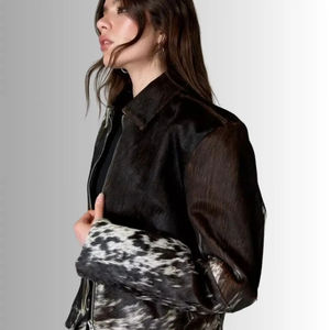 Chaqueta de Cuero Vacuno Informal, Chaqueta de Cuero para Mujer, Corte Ajustado, Fabricada en Fábrica, Ajuste Cómodo, Superventas - Product Image 4