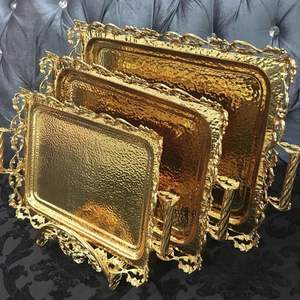 Plateau de service en laiton martelé, plateau en laiton artisanal, plateau à thé en laiton massif, plateau décoratif en laiton, plateau de repas en laiton, plateau cadeau en laiton - Product Image 1