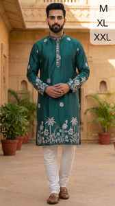 Conjunto de Kurta Daman de Seda Malai Premium para Hombre con Bordado Pesado y Pijama de Algodón Raymond - Product Image 4