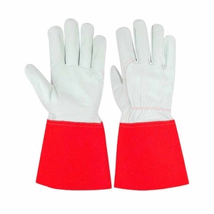 Gants de soudage TIG en cuir de buffle et croûte de vache, protection industrielle des mains, ignifuges, pour la lutte contre les incendies et le barbecue - Product Image 4