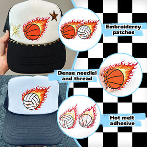 Écusson tissé brodé personnalisé en usine, thermocollant, en tissu ou feutre, motif cœur ou fleur, applique pour vêtements, logo décoratif à transfert thermique - Product Image 1