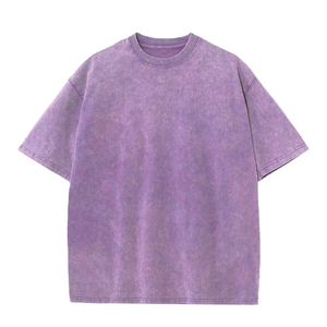 Custom Heavyweight Cotton Oversized Men's <b>Washed</b> Vintage Cotton Blank Acid <b>Washed</b> Short Sleeve T Shirt for Men Custom - Product Image 1