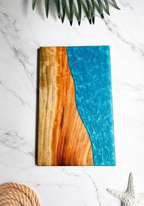Tabla de Cortar Rectangular de Resina y Madera con Incrustaciones Azules, Personalizada con Grabado, Antiolor, Antibacteriana, para Uso en la Cocina - Product Image 4
