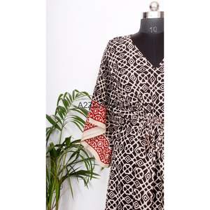 Elegante Kaftán Floral Casual de Algodón 100% para Mujer, Camisón, Vestido de Noche, Diseños Coloridos, Kaftán Largo para el Verano - Product Image 4