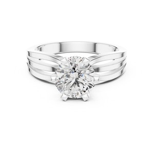 Anillo de Compromiso Solitario con Diamante Cultivado en Laboratorio, Certificado IGI, 1-3 CT, Banda Ancha de Varias Filas, Oro Sólido de 18K/14K/10K, Plata 925, para Mujer - Product Image 1