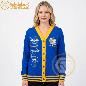 เสื้อคาร์ดิแกนปักอะคริลิค Sigma Gamma Rho แบบสั่งทำพิเศษ คุณภาพสูงสำหรับสตรี  ชุดลำลองฤดูหนาวสไตล์กรีก - Product Image 5
