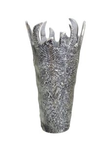 Macetero Moderno de Metal Plateado con Baño de Oro, Florero Escultural con Borde Texturizado, Decoración Artística para Mesa, Estilo Contemporáneo para el Hogar - Product Image 3
