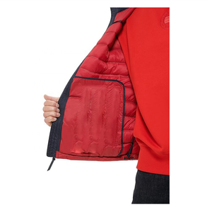 Men's Hooded Canvas Puffer Jacket Color <b>Block</b> Zipper Closure Windproof Winter Coat Casual Fit Regular Sleeve 2026 - Product Image 5