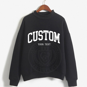 Sweat-shirt en coton épais à col montant, coupe oversize, unisexe, streetwear, sweat à capuche pour femme, logo brodé, impression en relief, pull d'hiver - Product Image 4