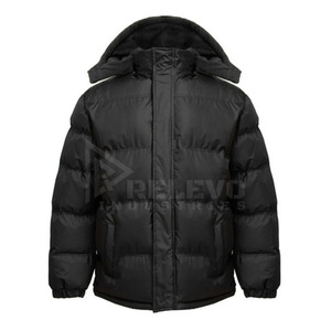 Custom Unisex Full-Zip Puffer <b>Jackets</b> Removable Hood <b>Fleece</b> <b>Lining</b> Winter Coat <b>with</b> Pockets Casual Winter Wear - Product Image 1