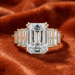 <b>Custom</b> 14K 18K Real Gold Emerald Shape Diamond <b>Ring</b> Tapered Baguette Lab Grown Diamond Engagement <b>Ring</b> - Product Image 1