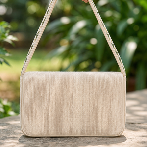 Handmade Embroidered Glass Beaded Polyester Washable Rectangular Shape Textile <b>Foundation</b> Handbag Daily Use - Product Image 2