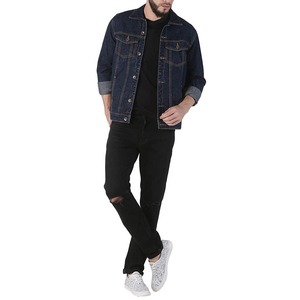 <b>Custom</b> Men's Stylish <b>Denim</b> <b>Jacket</b> with Back Printing New Design Windbreaker Coat for Winter Running Fashionable Stylish Coats - Product Image 1