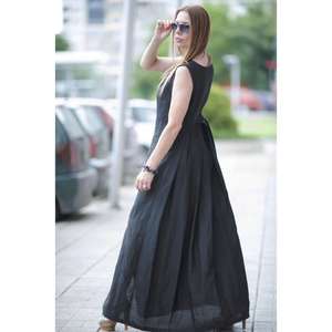 เดรสยาวแบบไม่มีแขนสำหรับผู้หญิง สีสันปรับแต่งได้ ทรงหลวม สวมใส่สบาย เหมาะสำหรับงานกลางคืน เป็นมิตรต่อสิ่งแวดล้อม ซักได้ เอวธรรมชาติ ผ้าฝ้าย 100% - Product Image 2