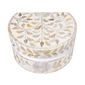 Cajas de almacenamiento con incrustaciones de madreperla redondas hechas a mano, conjunto de MDF, patrón Floral, decoración del hogar, organizador de joyas - Product Image 1