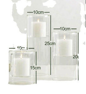 Premium Quality 3 Piece Tempered <b>Glass</b> Candle Holders Amber Black Clear Valentine Print Handmade Silk Metal <b>Cylinder</b> - Product Image 1