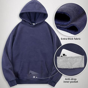 Womens Unisex Oversized Acid Wash Winter Heavyweight Vintage Pullover <b>Hoodie</b> Cotton Fleece Sweatshirt Front <b>Couples</b> Custom - Product Image 4