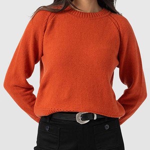 Classic O-Neck Ribbed Knit Breathable Sweater Women's <b>Flexible</b> Soft Touch Female Tops Versatile Autumn Winter Shirt - Product Image 3