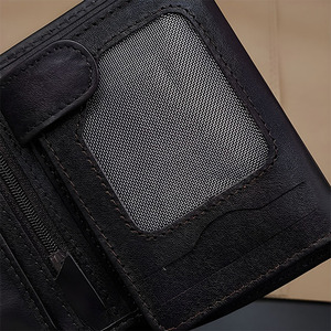 Genuine Cowhide <b>Leather</b> Bifold <b>Wallet</b> <b>Men</b> Luxury <b>Card</b> Holder Coin Pocket Zipper Purse Short Male Minimalist Business Wholesale - Product Image 5