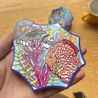 Vente en gros sous-verres en céramique octogonaux imprimés personnalisés exquis monde sous-marin animaux tapis et tampons décoratifs brillants et bon marché