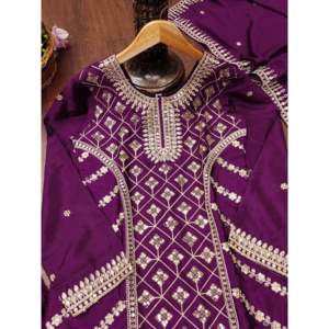 Traje Sharara de fiesta para mujer de diseñador con intrincado trabajo de secuencia de codificación - Product Image 6