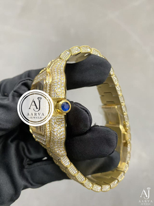 Montre-bracelet mécanique de style mode, couleur or, cadran en cristal, bracelet, boîtier carré, aspect diamant - Product Image 2
