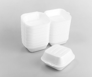 High Quality Clamshell Disposable Bagasse <b>Mini</b> Burger <b>Boxes</b> 6x6 Inch Biodegradable Microwavable Luxury Lid Lunch Food Desserts - Product Image 1