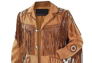 Most Sought-After <b>Men's</b> Cow Suede <b>Leather</b> <b>Jacket</b> Fringe Long Sleeve Zipper Closure Front Logo Position Winter Eco-Friendly - Product Image 3