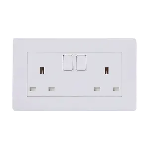 Make in China home life using 2 Gang universal white switched socket new design double universal switched socket