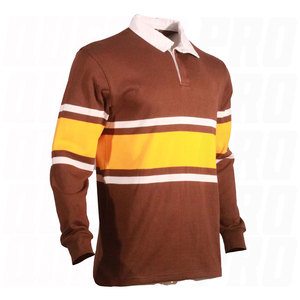 Maillot de rugby personnalisé respirant en polyester épais grande taille à manches longues avec rayures brodées, chemise de football universitaire unisexe - Product Image 4