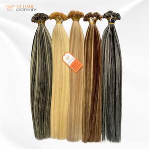 Tendance du moment : Extensions de cheveux à pointes plates en kératine, 100 % vietnamiennes, couleur personnalisée, super double trame, extrémités pleines, cheveux humains bruts épais - Product Image 1