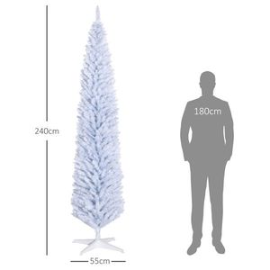 Albero di Natale Artificiale Bianco Sottile a 8 Rami con 618 Punte Realistiche e Supporto in Plastica, Decorazione Natalizia - Product Image 4
