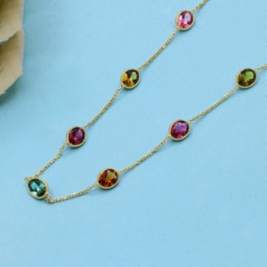Comprar pulsera de piedras preciosas de turmalina multi real en oro amarillo de 18K pulsera hecha a mano para mujer venta al por mayor disponible - Product Image 4