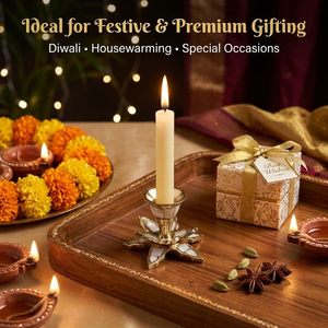 Single Aluminium & Mother of Pearl <b>Candle</b> Holder Petals Short Decorative Candlestick Stand for <b>Taper</b> <b>Candles</b> Home Bedroom - Product Image 2
