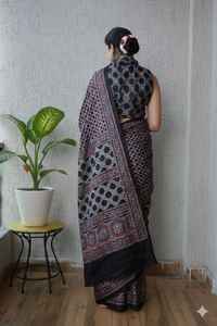 Sari de Seda Modal de Diseño, Textura Suave, Cómodo Sari Étnico - Product Image 3