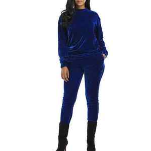 Vêtements d'automne pour femmes, ensemble de survêtement en velours personnalisé avec fermeture éclair, sweat-shirt à capuche, ensemble 3 pièces, pantalon en velours - Product Image 4
