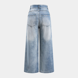 Pantalones Vaqueros Casuales de Mezclilla para Mujer, Corte Recto, con Bolsillos y Pedrería, Tallas Grandes - Product Image 4