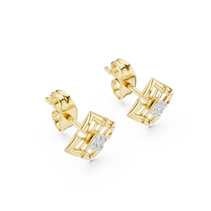 Juego de Aretes Minimalistas con Diamantes Cultivados en Laboratorio, Oro Amarillo Sólido de 18 Quilates, Chapado en Rodio, Certificados, para Compromiso, Boda, Fiesta, San Valentín - Product Image 2