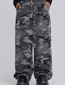 Men's Gray Camouflage Wide Leg Pants <b>Elastic</b> Waist Casual Breathable Midweight Polyester <b>Trousers</b> Autumn Style - Product Image 5