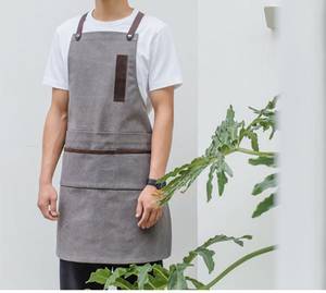 Tablier de mixologue en toile premium avec bretelles en cuir réglables, uniforme de bar professionnel, double couture, passants pour outils, pour les professionnels - Product Image 4