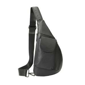 Sac de poitrine minimaliste pour homme en cuir synthétique microfibre avec fermeture éclair antivol, sac bandoulière pour usage quotidien - Product Image 2