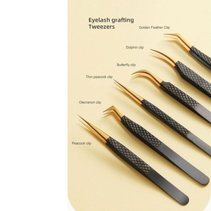 Ensemble de pinces à cils pour extensions de cils, en acier inoxydable, antistatiques, pointe à 90 degrés, texture lisse, pinces à cils professionnelles - Product Image 4