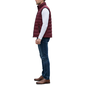 Gilet matelassé sans manches pour homme, léger et chaud, avec fermeture éclair, pour l'hiver, décontracté, pour l'extérieur, rembourré, couleur bordeaux - Product Image 3