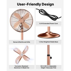 16-Inch High Velocity Pedestal <b>Fan</b> 1450 CFM Industrial <b>Standing</b> Floor <b>Fan</b> Handle 75 Degree Oscillation 3 Speed Adjustable AU AC - Product Image 5