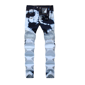 Jeans de mezclilla para hombre, estilo hip hop, corte recto, tiro medio, impermeables, transpirables, ecológicos, de tela gruesa, lavado efecto nieve, elásticos, de secado rápido - Product Image 1